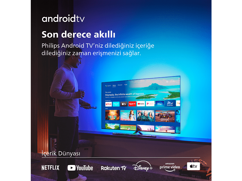 Philips 65OLED807 65" 164 Ekran Uydu Alıcılı Android Smart 4 Taraflı Ambilight 4K Ultra HD OLED TV